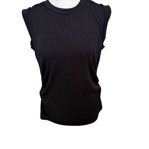 Nine West Black Ribbed Sleeveless Muscle Tee